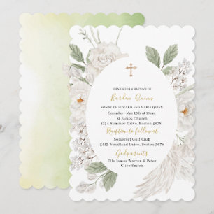 Elegant Modern Watercolor  Angel Baptism Invitation