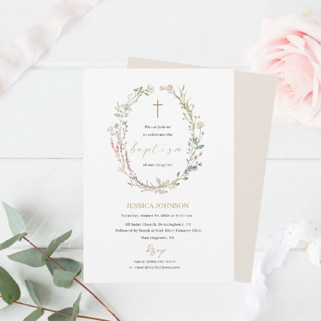 Elegant Modern Watercolor Baptism Invitation (Creator Uploaded)