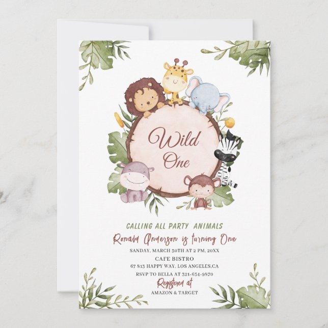 Elegant Modern  Watercolor Birthday Party  Invitation (Front)