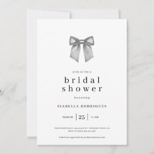Elegant Modern Watercolor Black Bow Bridal Shower Invitation