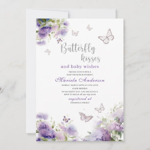 Elegant Modern Watercolor Butterfly kisses Baby S Invitation