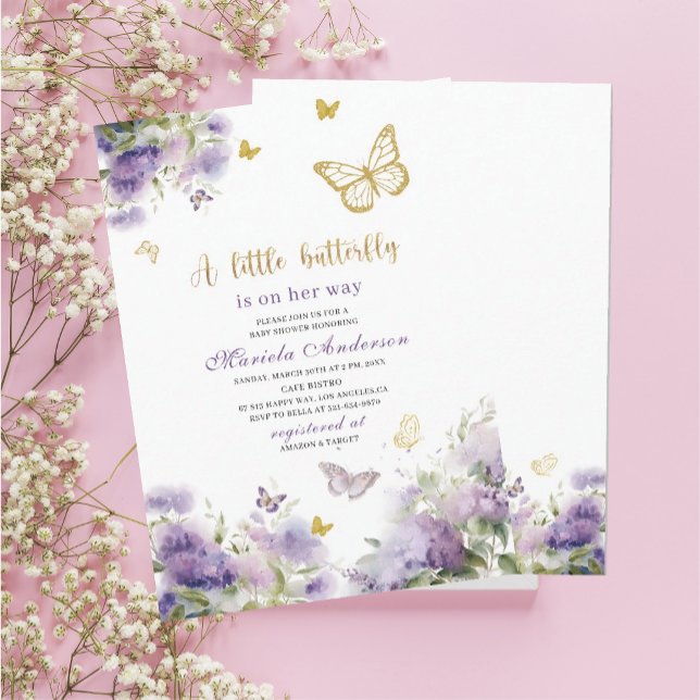 Elegant Modern  Watercolor Butterfly kisses Baby S Invitation (Creator Uploaded)