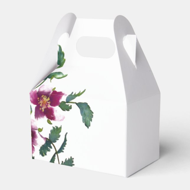 Elegant modern watercolor dark pink wildflowers favour box (Front Side)