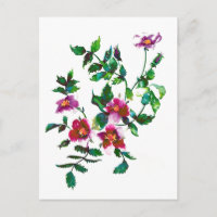 Elegant modern watercolor dark pink wildflowers