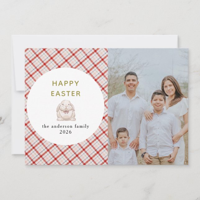 Elegant Modern Watercolor Eggs Happy Easter Photo Holiday Card (Front)