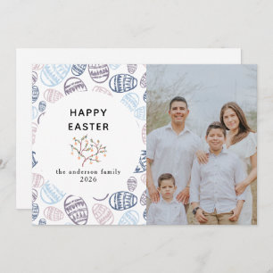 Elegant Modern Watercolor Eggs Happy Easter Photo Holiday Card