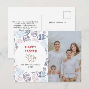 Elegant Modern Watercolor Eggs Happy Easter Photo Holiday Postcard