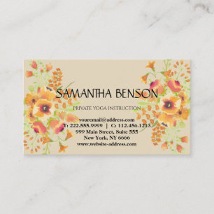 Elegant modern Watercolor floral illustration yoga Business Card