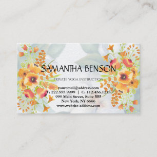 Elegant modern Watercolor floral illustration yoga Business Card