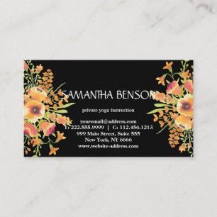 Elegant modern Watercolor floral illustration yoga Business Card