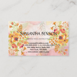 Elegant modern Watercolor floral illustration yoga Business Card
