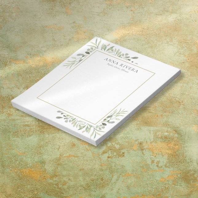 Elegant Modern Watercolor Greenery Floral Notepad (Elegant Modern Watercolor Greenery Floral Notepad)
