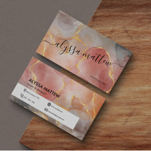 Elegant Modern Watercolor Pink Glitter Custom Business Card