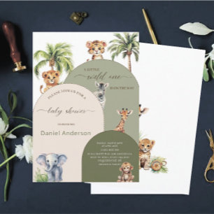 Elegant Modern Watercolor Wild one Baby Shower Invitation