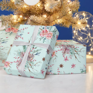 Elegant Modern Watercolor Winter Pattern Christmas Wrapping Paper