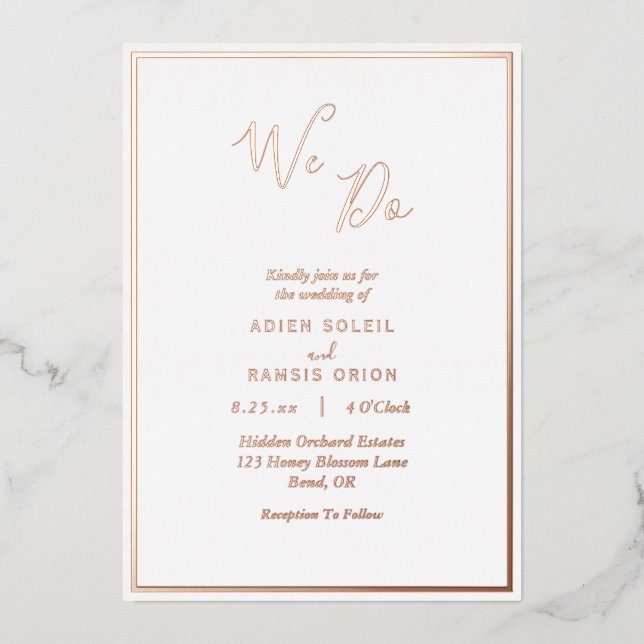 Elegant Modern We Do Wedding Rose Gold (Front)