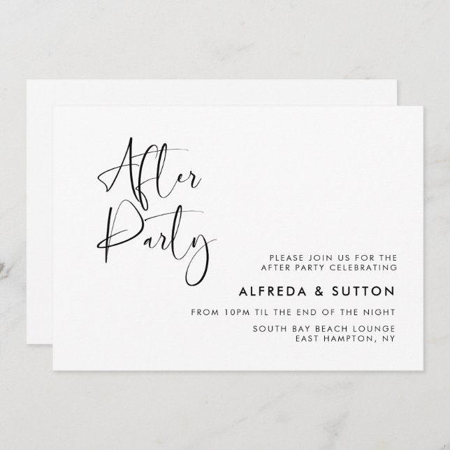 Elegant & modern wedding after party invitation (Front/Back)