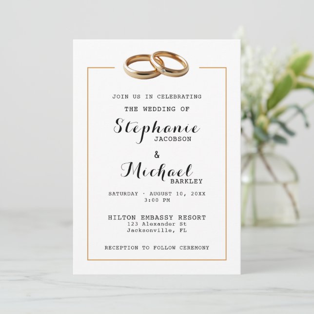 Elegant Modern Wedding Bands Invitation (Standing Front)