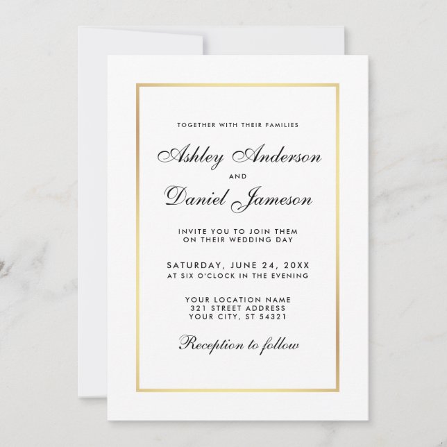 Elegant Modern Wedding Black and White Invitation (Front)