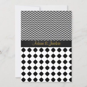 ELEGANT & MODERN WEDDING Black White Gold Invitation