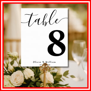 Elegant Modern Wedding Calligraphy Table Number  Poster