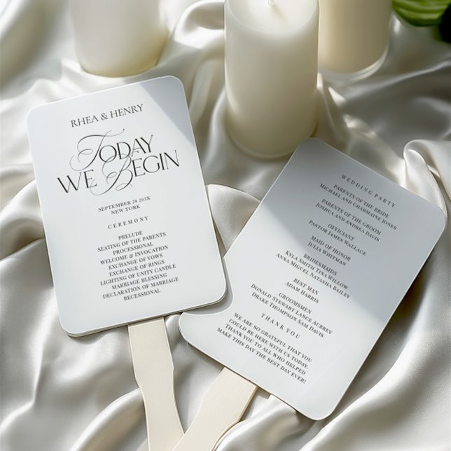 Elegant Modern Wedding Ceremony Program  Hand Fan (Elegant Modern Wedding Ceremony Program Hand Fan)