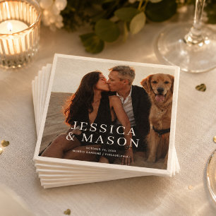 Elegant Modern Wedding Cocktail Napkins Photo