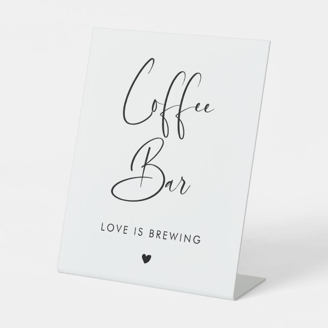 Elegant & Modern wedding Coffee Bar Pedestal Sign (Front)