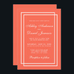 Elegant Modern Wedding Coral White Invitation<br><div class="desc">Modern Elegant Simple Geometric Wedding Coral and White Frames Invitation Card</div>