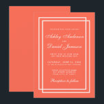 Elegant Modern Wedding Coral White Invitation<br><div class="desc">Modern Elegant Simple Geometric Wedding Coral and White Frames Invitation Card</div>