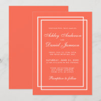 Elegant Modern Wedding Coral White Invitation