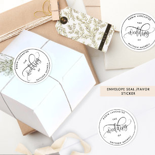 Elegant, Modern Wedding Envelope Seal/Favor Classic Round Sticker