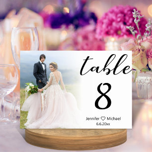 elegant modern wedding faded photo table number
