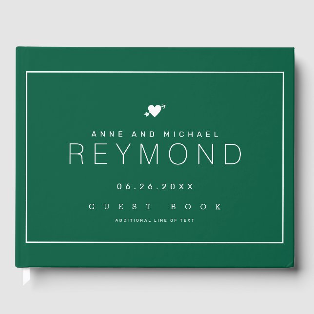 Elegant Modern Wedding guest-book hunter-green Guest Book (Front)
