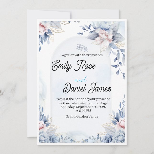 Elegant Modern Wedding Invitation Template | Minim (Front)