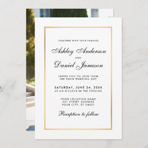 Elegant Modern Wedding Invite Black White - Photo