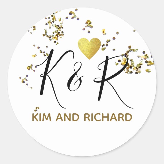 elegant & modern wedding love  classic round sticker (Front)