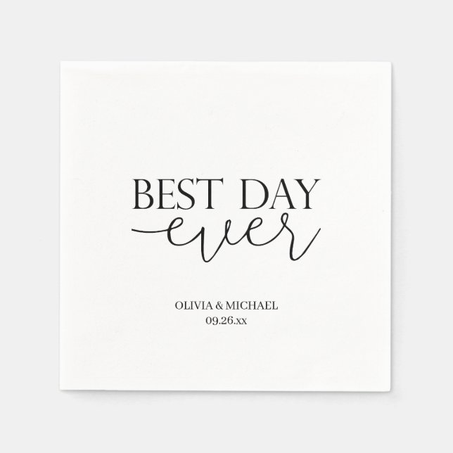 Elegant Modern Wedding Napkins with Personalised T (Front)