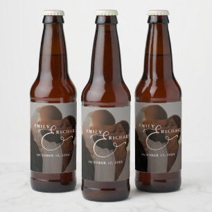 Elegant Modern Wedding Photo Beer Bottle Label