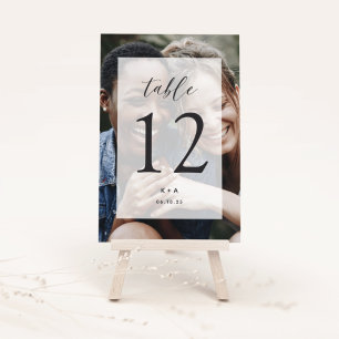 Elegant Modern Wedding Photo Initials & Date Table Number