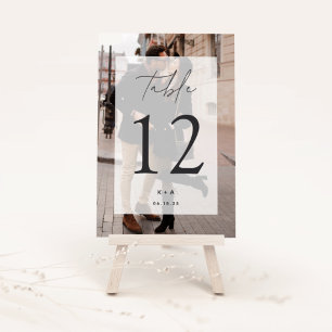 Elegant Modern Wedding Photo Initials & Date Table Number