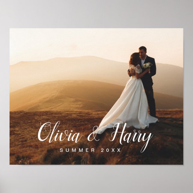 Elegant Modern Wedding Photo Poster (Front)