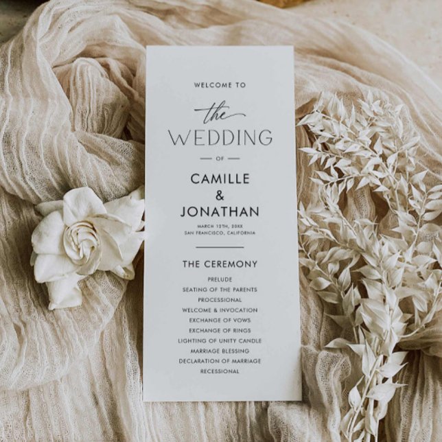 Elegant Modern Wedding Program Programme (Modern Minimalist Wedding Program )