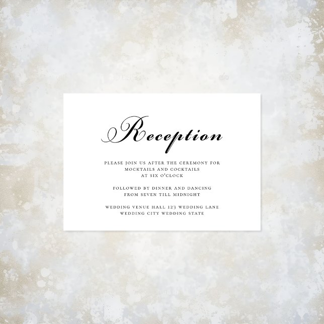 Elegant Modern Wedding Reception Black & White Enclosure Card (Elegant Modern Script Black & White Wedding Reception Card. View the full wedding at Austen & Grace)
