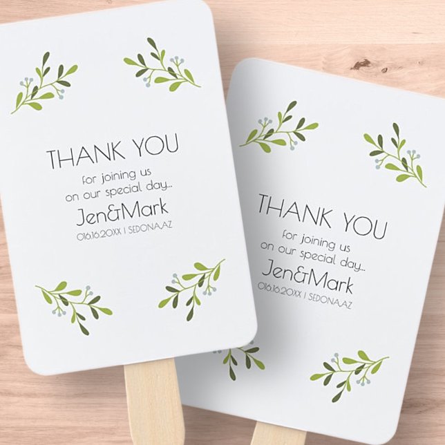 Elegant Modern Wedding. Thank You. Hand Fan (Creator Uploaded)