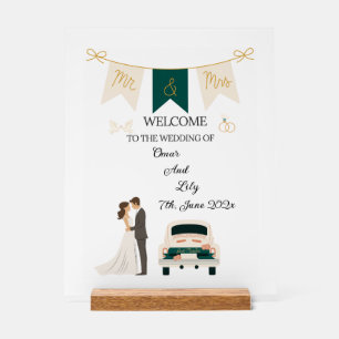 Elegant Modern Wedding Welcome Acrylic Sign. Sign