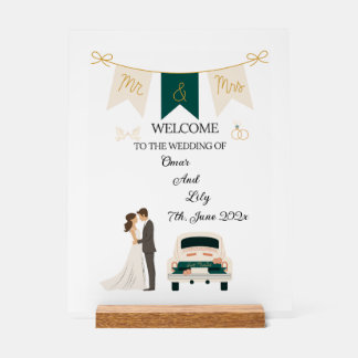 Elegant Modern Wedding Welcome Acrylic Sign. Sign