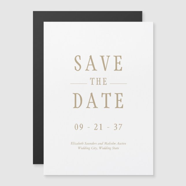 Elegant Modern Wedding White Save The Date Magnetic Invitation (Front/Back)