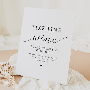 Elegant Modern Wedding Wine Guest Book Pedestal Sign