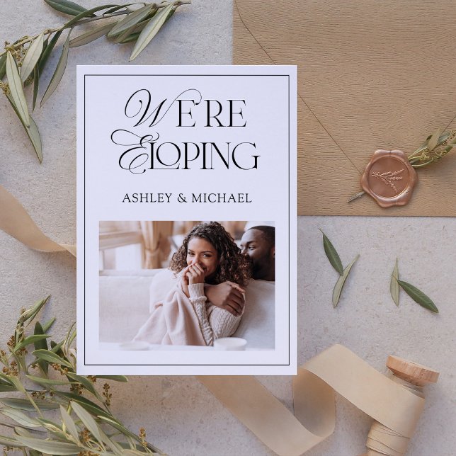Elegant Modern We're Eloping Reception Invitation (Join Us in Anticipation! We're Eloping & You're Invited to Celebrate at Our Upcoming Reception. 💌💫)